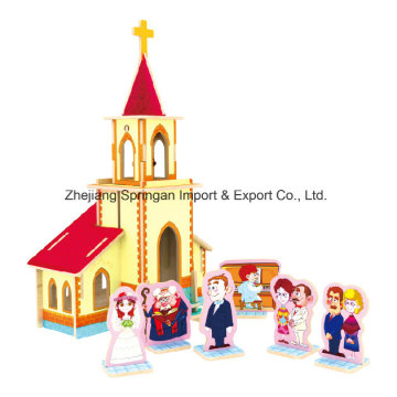 Wood Collectibles Toy for DIY Houses-Wedding Chapel